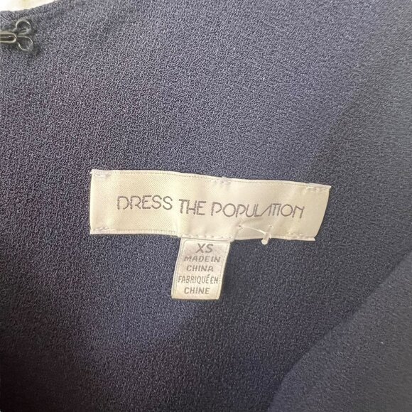 Dress the Population Anita Navy Plunging V Neck Sleeveless Midi Sheath Dress XS - Picture 7 of 12